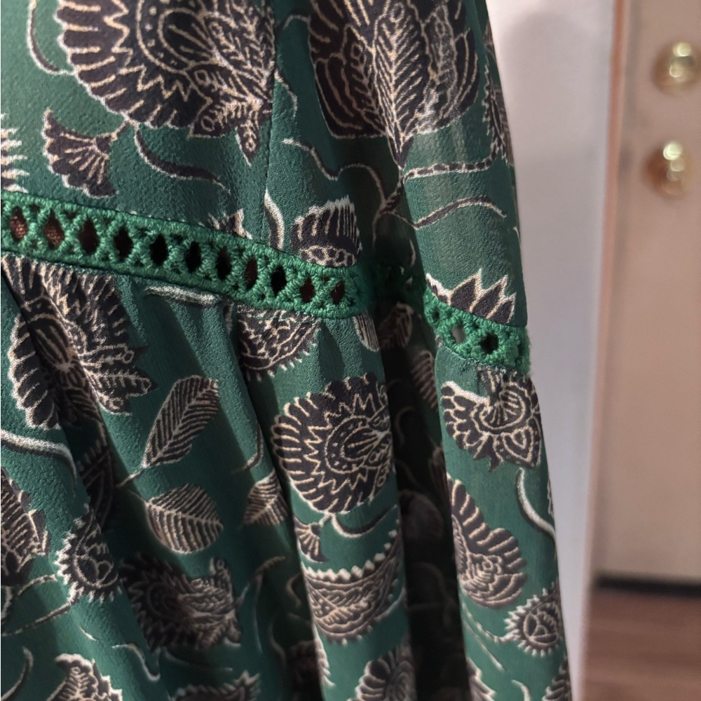 Rebecca Minkoff Florence dress in green paisley print polyester size M. Vintage! - Picture 12 of 16